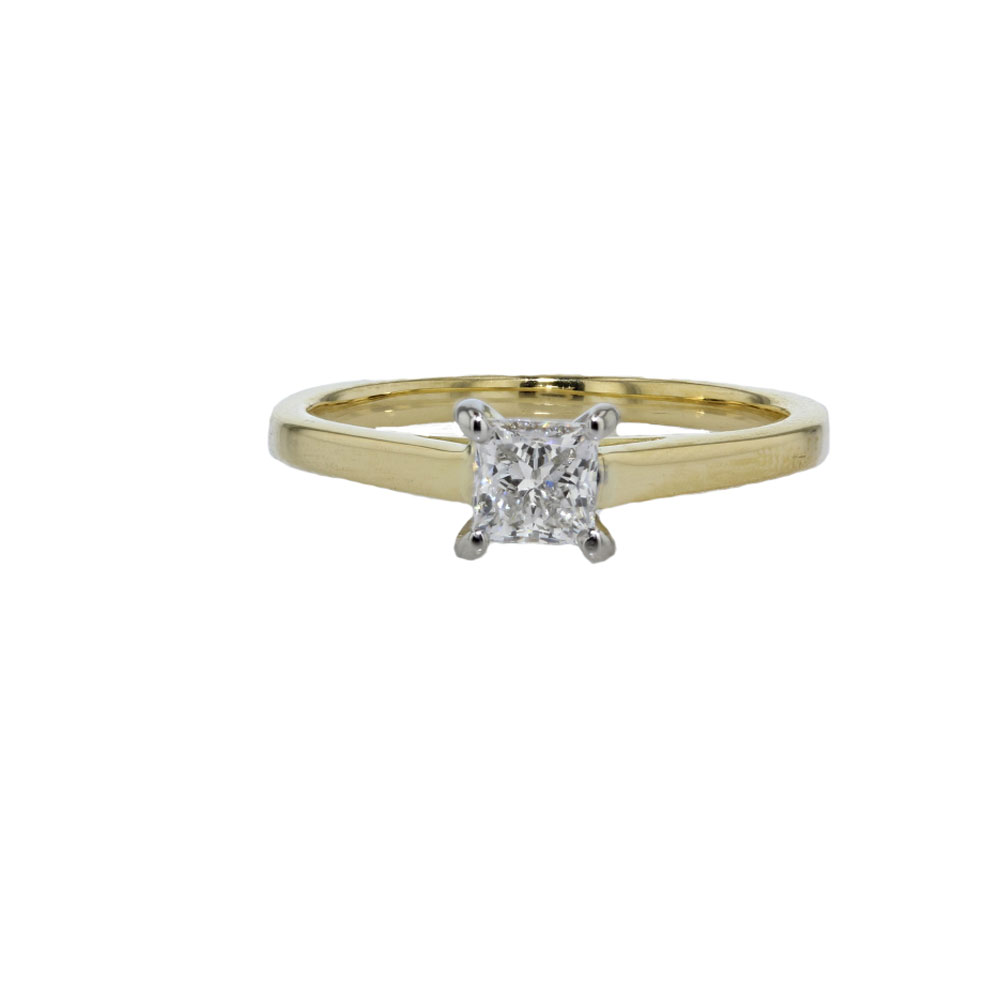 Diamond Rings 18ct. Gold 0.50ct Princess Cut Diamond Solitaire Ring