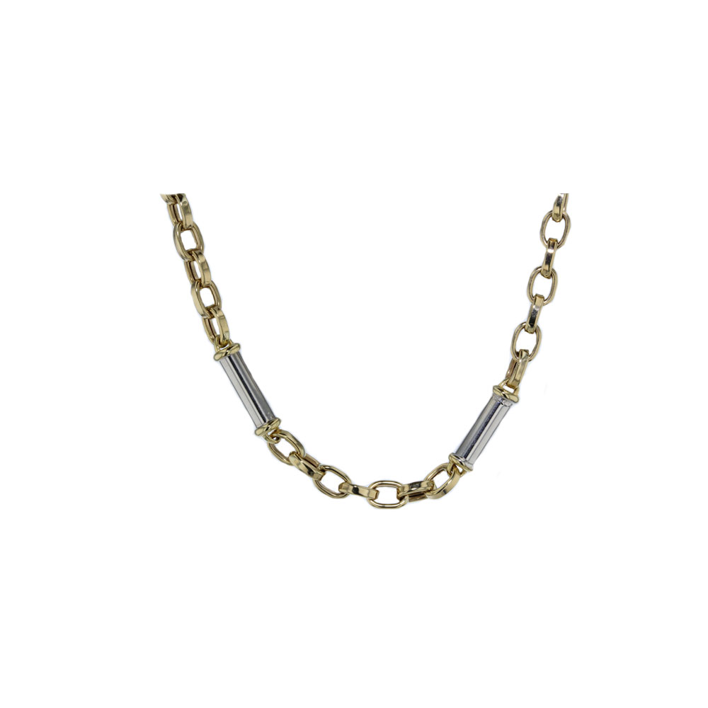 Chains & Necklaces 9ct White and Yellow Gold Necklace