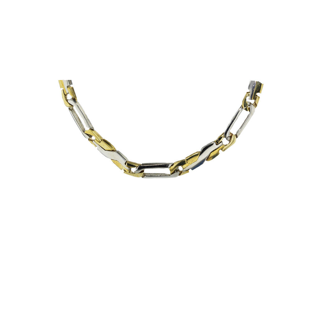 Chains & Necklaces 9ct Yellow and White Gold Figaro Chain