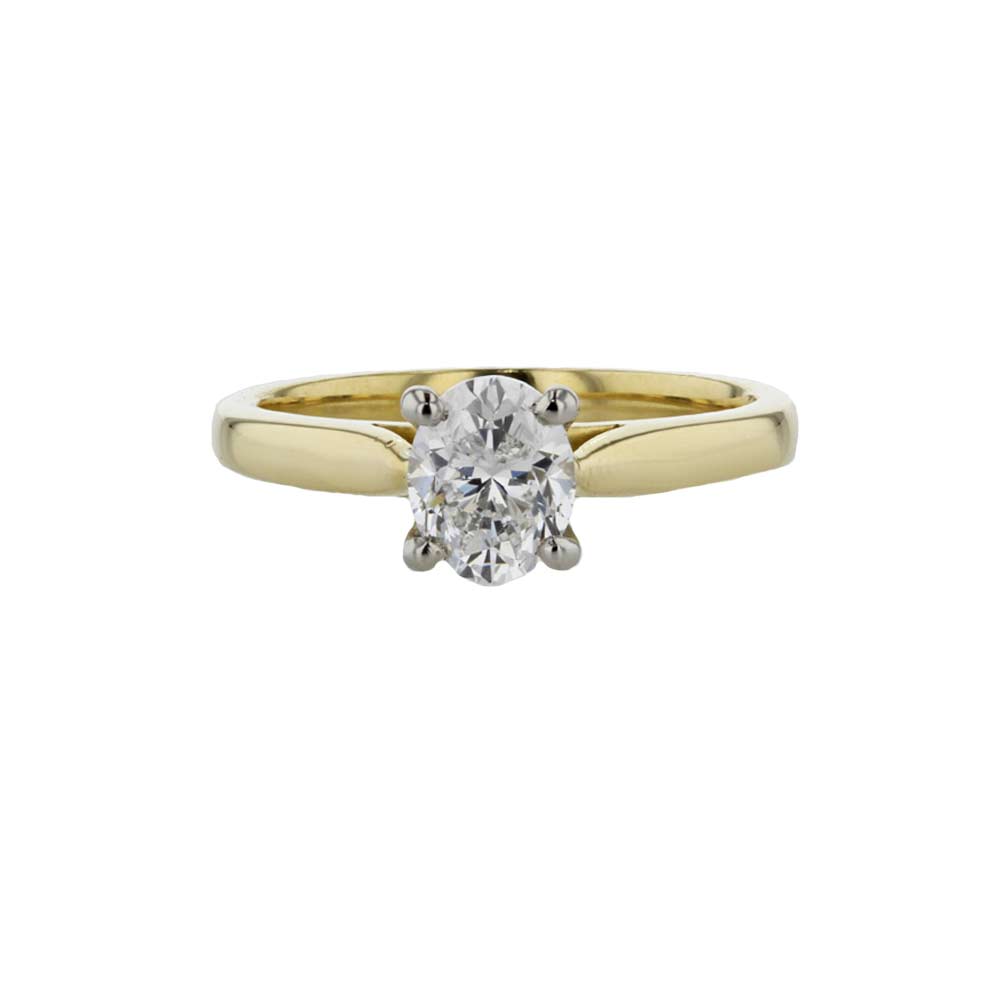 Diamond Rings Oval .80ct Diamond Solitaire Ring with 18ct Yellow Gold Band