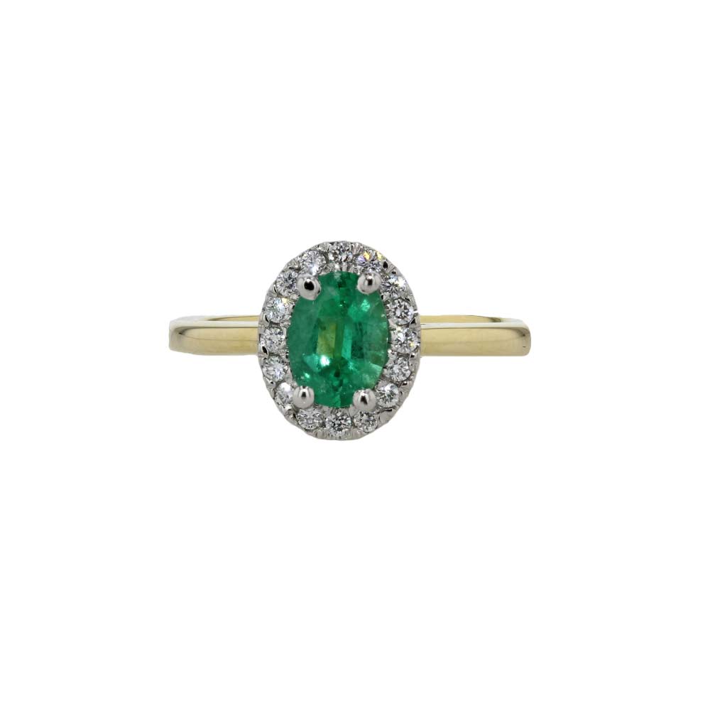 Diamond Rings Oval Emerald and Diamond Cluster Ring