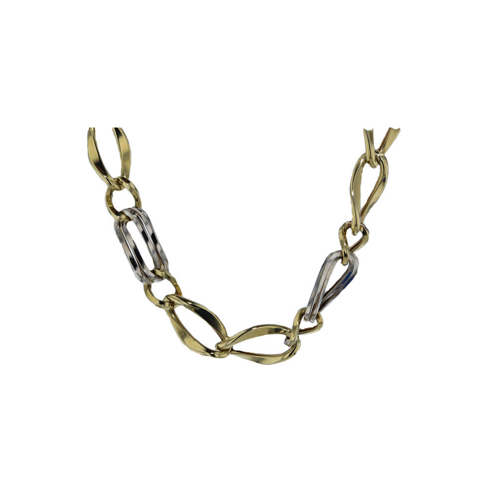 Chains & Necklaces 9ct White and Yellow Gold Double Chain Link