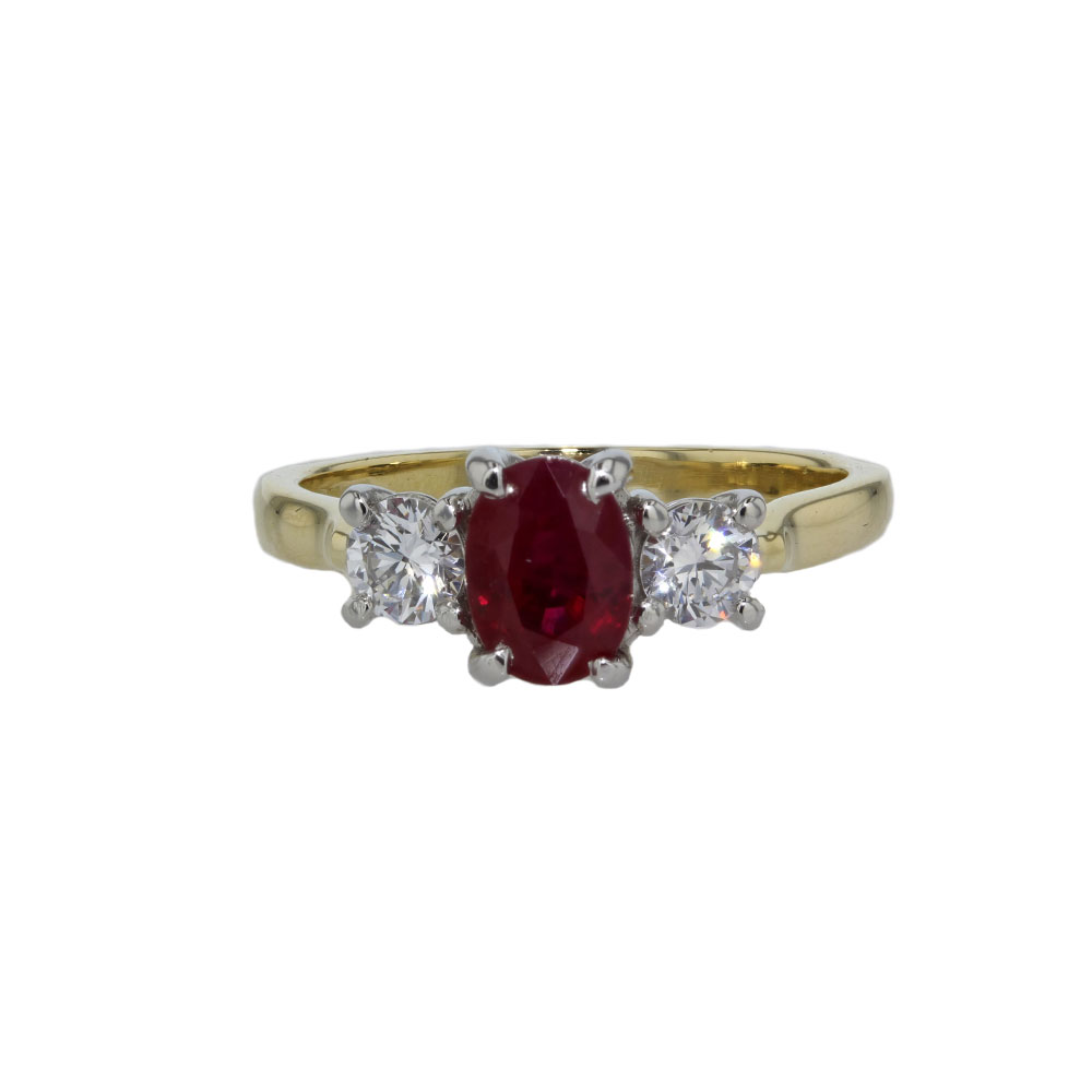 Dress Rings 3 Stone 1.41ct Ruby & Diamond Ring
