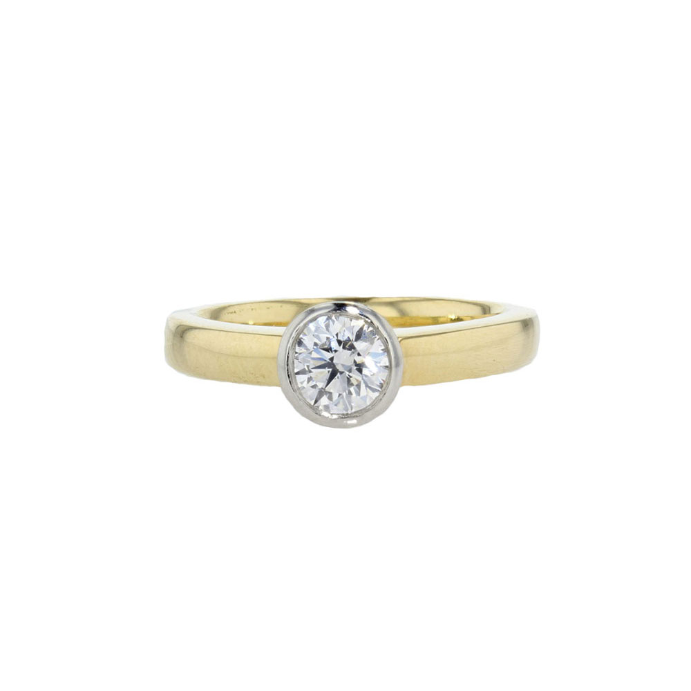 Diamond Rings Bezel Set Round 0.50ct Brilliant Cut Engagement Ring