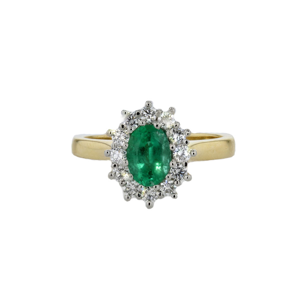 Diamond Rings Oval Emerald Diamond Cluster Ring