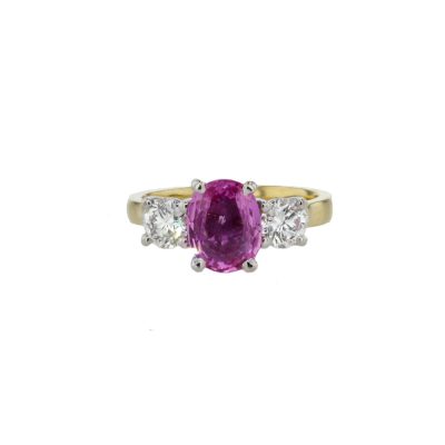 Diamond Rings 2.02ct Oval Pink Sapphire & Diamond Ring