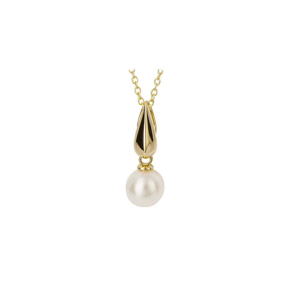 Gold Pendants 9ct Gold & Freshwater Pearl Fine Tapered Pendant