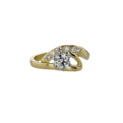 Diamond Rings 18ct Gold Curved Solitaire Diamond Ring