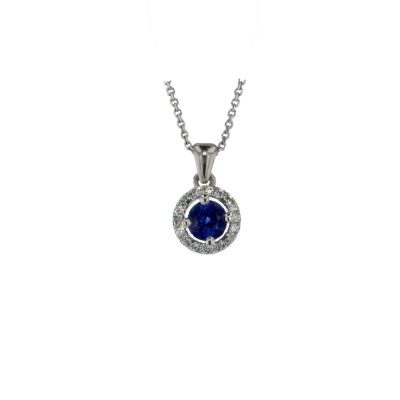Jewellery Sapphire & Diamond 18ct White Gold Pendant
