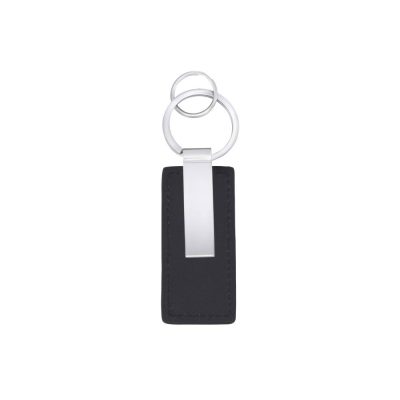 Gents Jewellery Fred Bennett Black Leather Key Chain with Engravable Tag