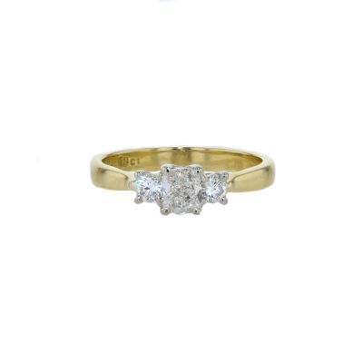 Engagement and Diamond Rings Cushion Shaped Three Stone Diamond Ring