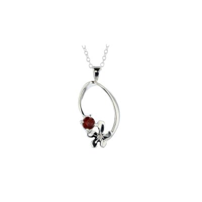 Burren Collection Sterling Silver Burren Pendant set with Garnet