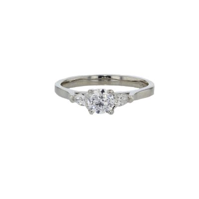 LAB Grown 3 Stone LAB Diamond Ring .50ct. Center & 2 Pear Shaped Diamonds