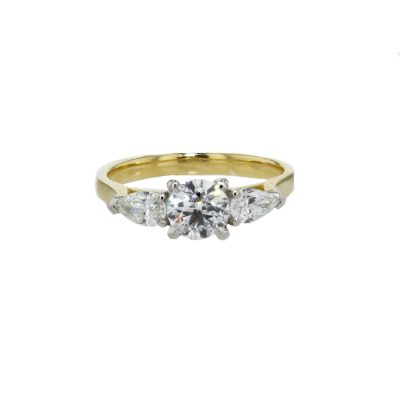 Engagement and Diamond Rings Three Stone 1.44ct Engagement Ring with Pear-Shaped Side Diamonds