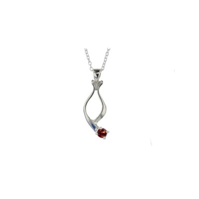 Jewellery Sterling Silver Tapered Pendant with Synthetic Ruby