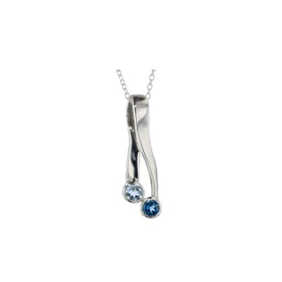 Jewellery Sterling Silver Handforged Pendant with Blue Topaz