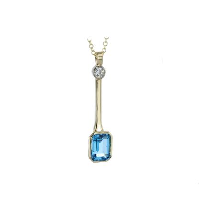 Gold Pendants Bespoke 2.80ct London Blue Topaz & Diamond Pendant