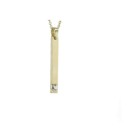 Gold Pendants 9ct Gold Ingot Pendant with White Gold Heart