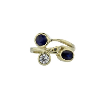 Dress Rings 9ct Yellow Gold Sapphire & CZ Birthstone/Gemstone Ring