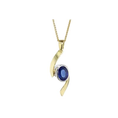 1.58ct Oval Sapphire, Hand-Forged 18ct Yellow Gold Wave