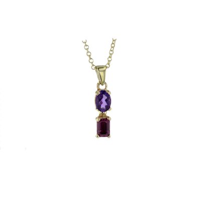 Tourmaline & Amethyst Pendant – 9ct Gold