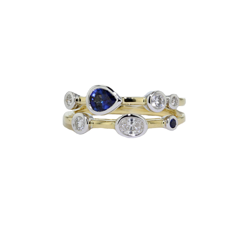 Sapphire and Diamond Multistone Ring in 18ct Yellow Gold Cluster Sapphire and Diamond Multistone Ring in 18ct Yellow Gold
