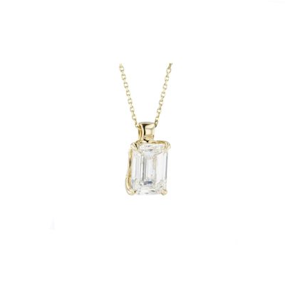 Emerald Cut 3.08ct LAB Diamond Pendant in Yellow Gold