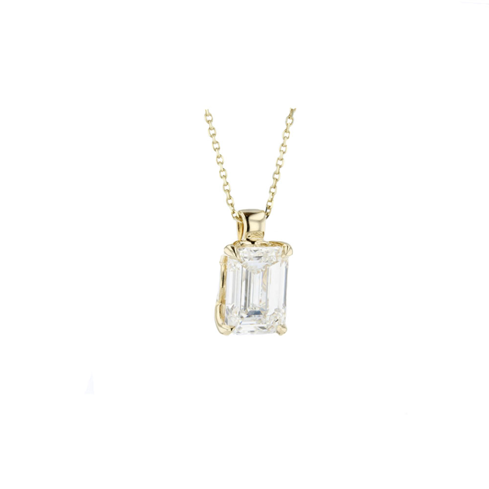 Emerald Cut 3.08ct LAB Diamond Pendant in Yellow Gold Gold Pendants Emerald Cut 3.08ct LAB Diamond Pendant in Yellow Gold