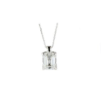 Emerald Cut 3.05ct LAB Diamond Pendant in White Gold