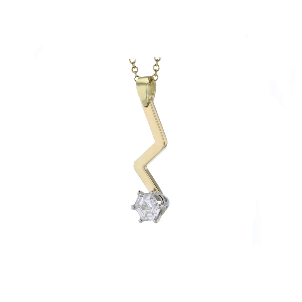 Hexagonal 1.08ct LAB Diamond Solitaire Pendant Gold Pendants Hexagonal 1.08ct LAB Diamond Solitaire Pendant