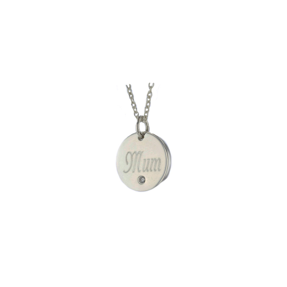 Sterling Silver Mum Engraved Disc Jewellery Sterling Silver Mum Engraved Disc