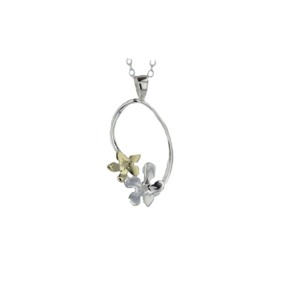 Handforged Gold and Silver Pendant with Burren Flowers Burren Collection Handforged Gold and Silver Pendant with Burren Flowers