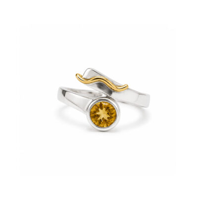 Citrine Sterling Silver Ring with 9ct Gold Design