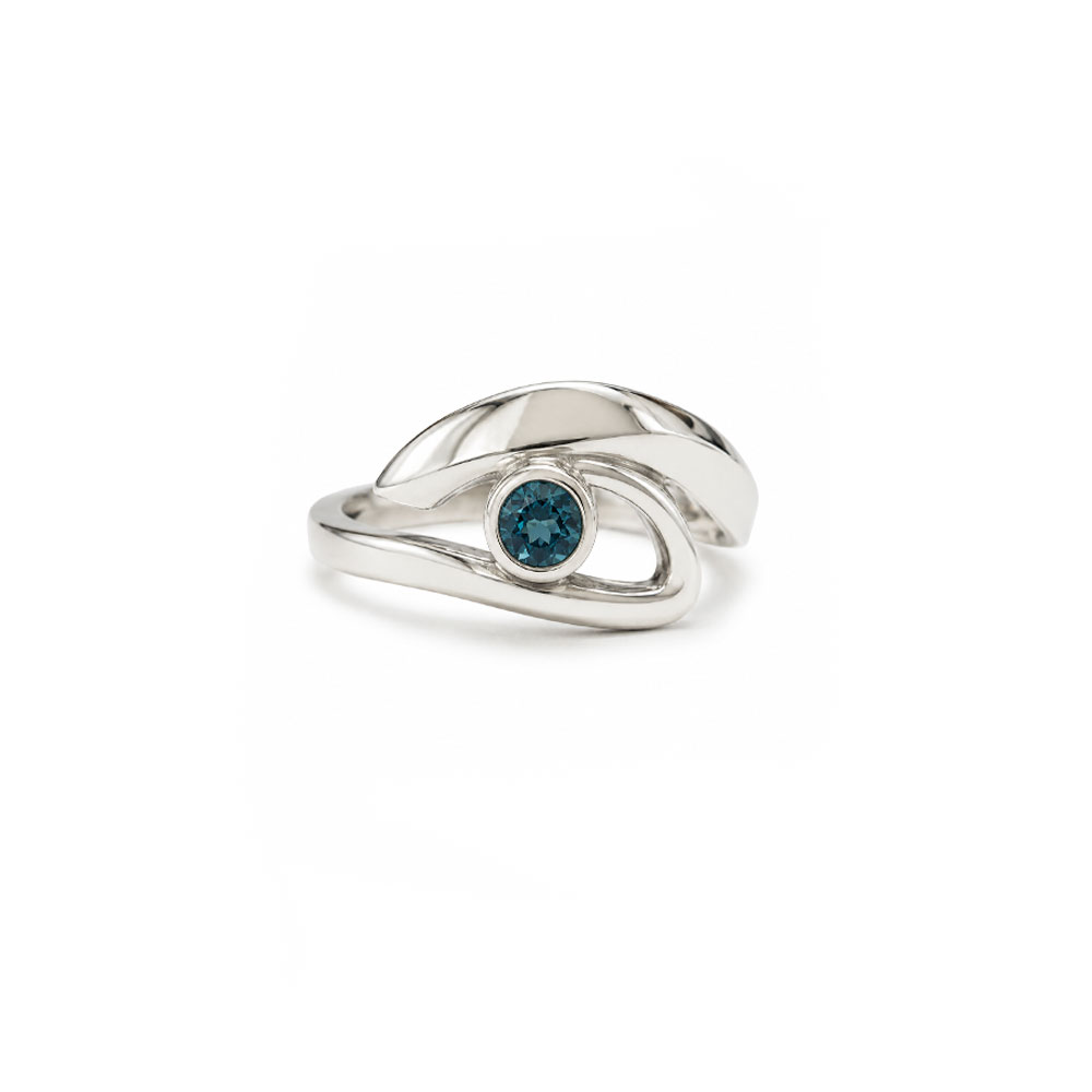Sterling Silver London Blue Topaz Wave Style Ring Rings Sterling Silver London Blue Topaz Wave Style Ring
