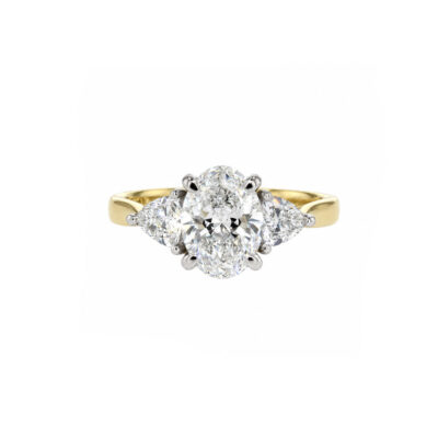 2.50ct LAB Oval and Trillion Three Stone Diamond Ring
