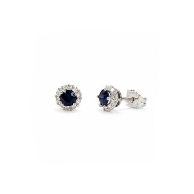 Sapphire and Diamond Cluster Stud Earrings Sapphire and Diamond Cluster Stud Earrings