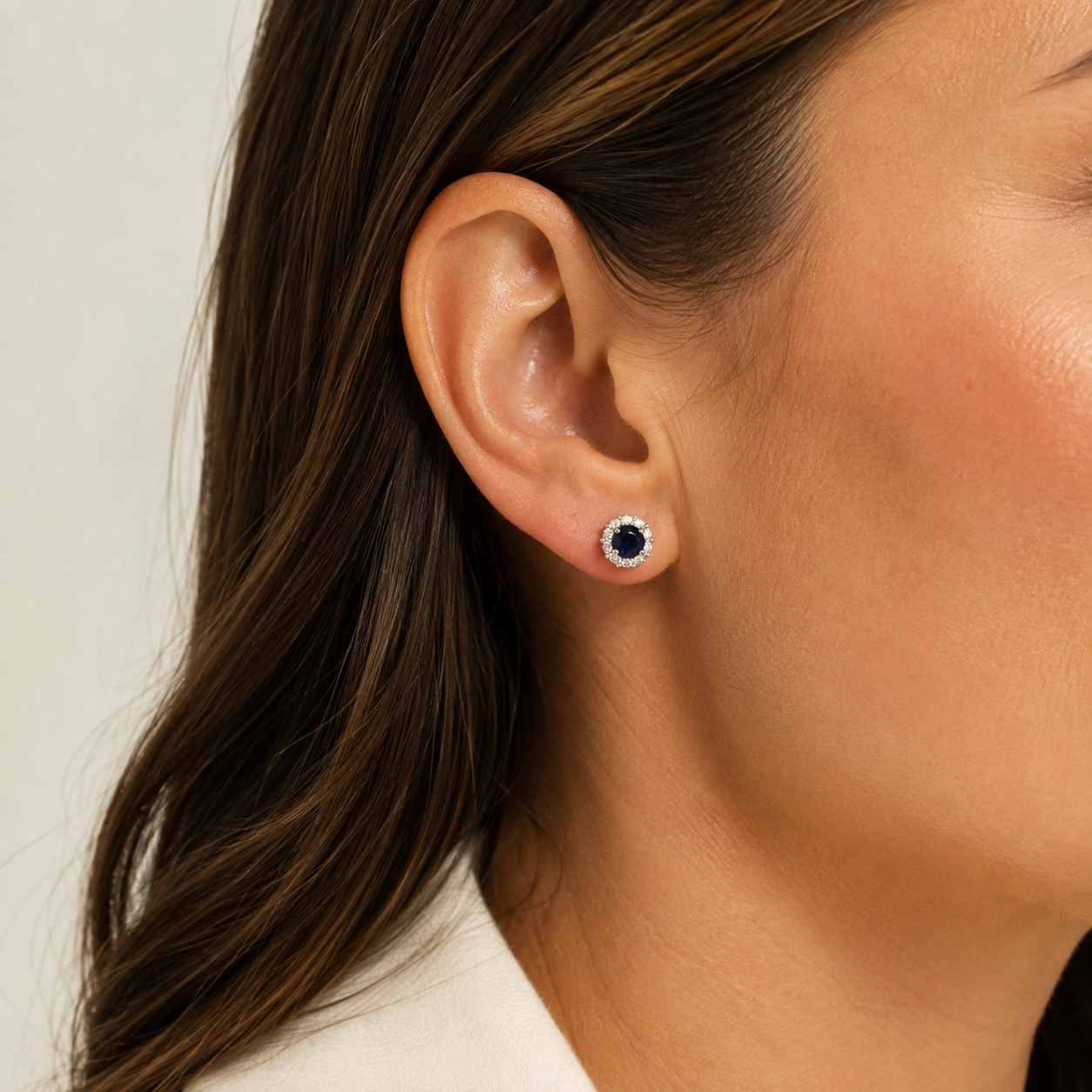 Sapphire and Diamond Cluster Stud Earrings Earrings Sapphire and Diamond Cluster Stud Earrings