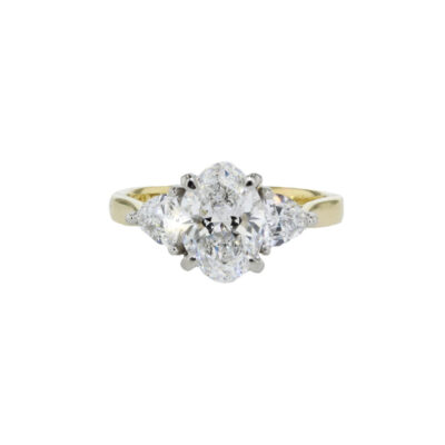 2.50ct LAB Oval and Trillion Three Stone Diamond Ring